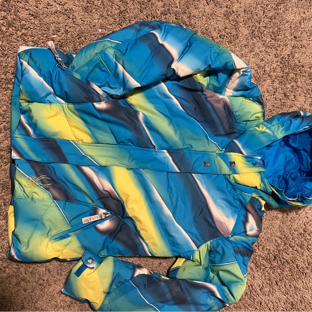 Spyder Kids Blue and Yellow Ski Coat